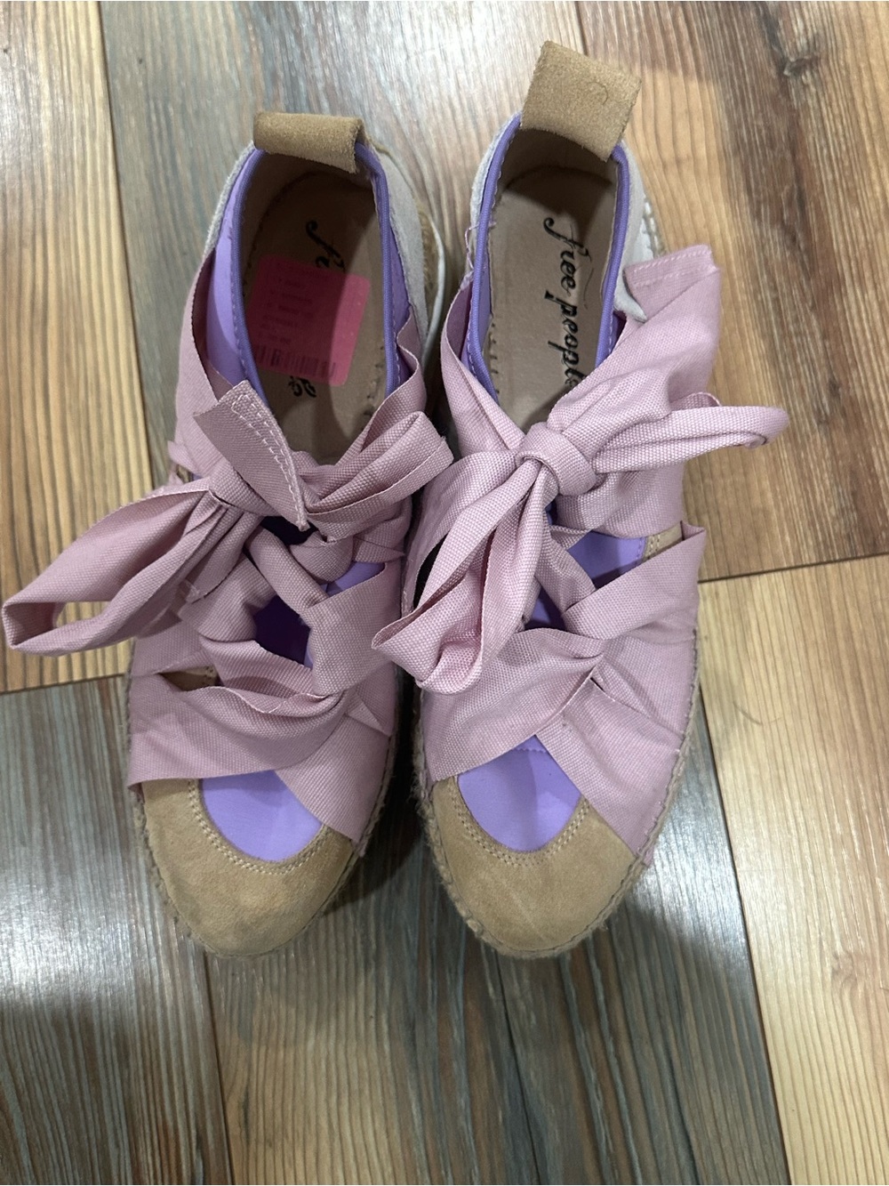 Free People Pink and Lavender Espadrille Lace-Up Flats